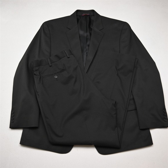 IZOD 44R 38x30 Black Striped Mens Jacket Pants Suit